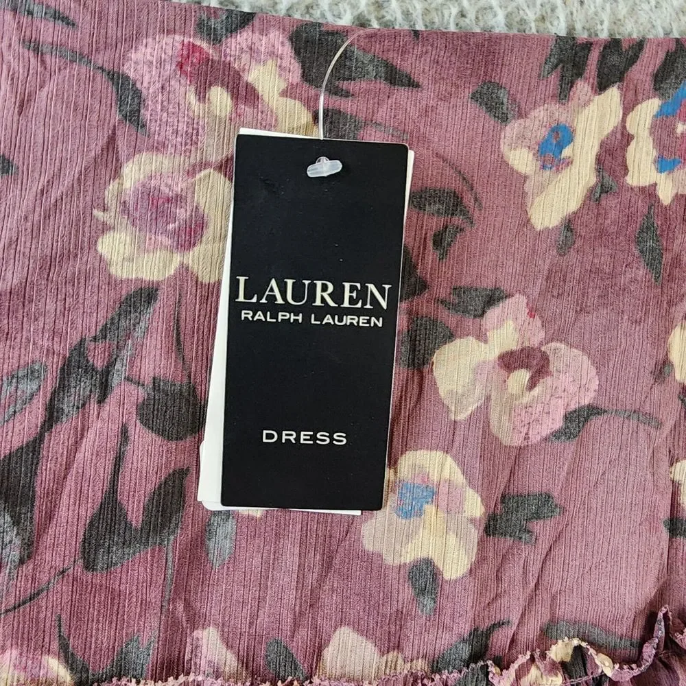 Lauren Ralph Lauren Ruffled Tiered Skirt Women's 14 Purple Multi Zip Closure~ - Picture 5 of 13
